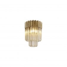 ECHELONS Ceiling Round 3 Light | Brass and Cognac Sculpted Glass | Handcrafted