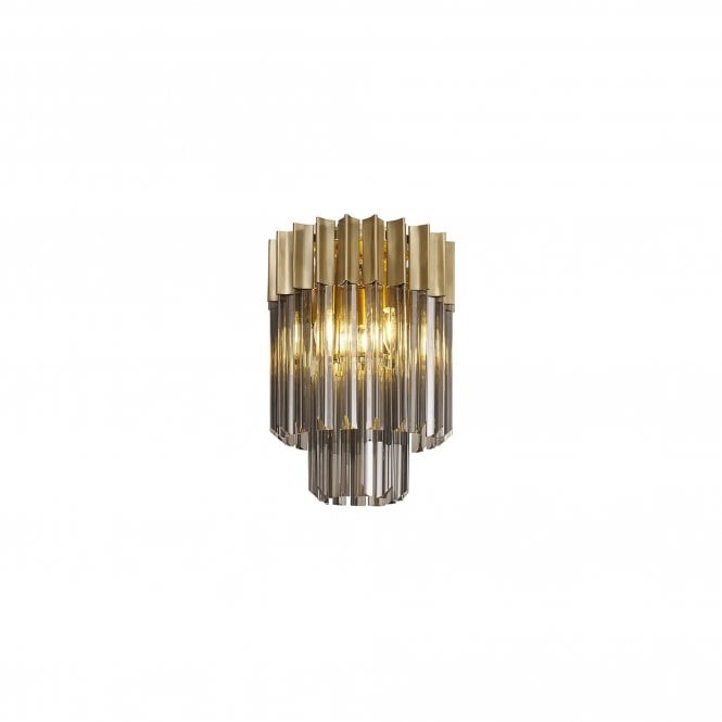 ECHELONS Ceiling Round 3 Light E14 | Brass and Smoke Sculpted Glass | Handcrafted