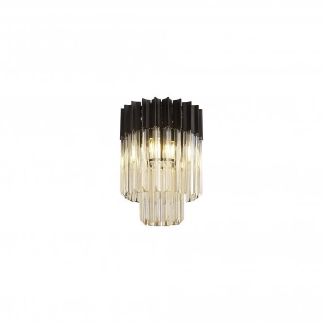 ECHELONS Ceiling Round 3 Light E14 | Matt Black and Cognac Sculpted Glass | Handcrafted