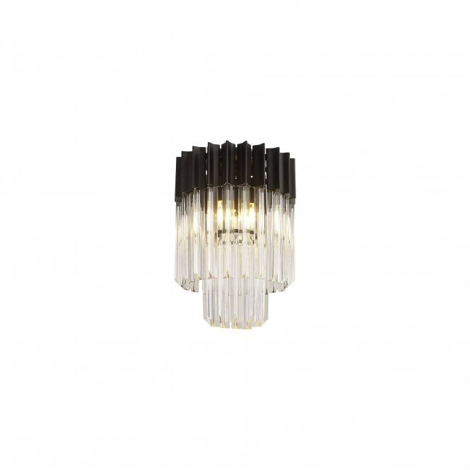 ECHELONS Ceiling Round 3 Light | Matt Black and Clear Sculpted Glass | Handcrafted