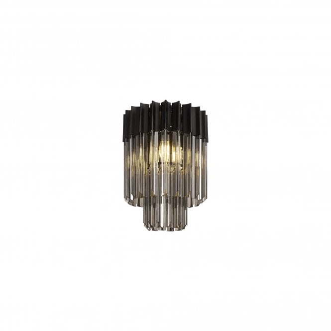 ECHELONS Ceiling Round 3 Light | Matt Black and Smoke Sculpted Glass | Handcrafted