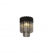 ECHELONS Ceiling Round 3 Light | Matt Black and Smoke Sculpted Glass | Handcrafted