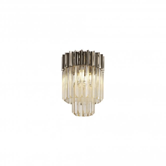 ECHELONS Ceiling Round 3 Light | Polished Nickel and Cognac Sculpted Glass | Handcrafted