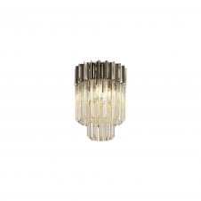 ECHELONS Ceiling Round 3 Light | Polished Nickel and Cognac Sculpted Glass | Handcrafted