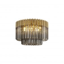 ECHELONS Ceiling Round 7 Light E14 | Brass Smoke Sculpted Glass | Handcrafted