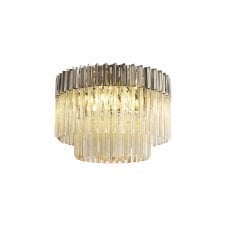 ECHELONS Ceiling Round 7 Light | Polished Nickel And Cognac Glass | Handcrafted