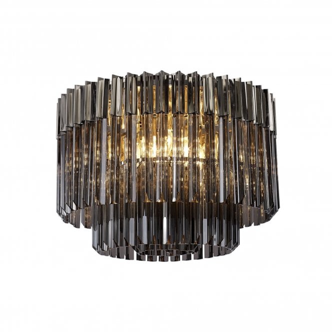 ECHELONS Ceiling Round 7 Light | Polished Nickel/Smoke Glass | Handcrafted