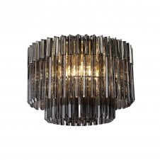 ECHELONS Ceiling Round 7 Light | Polished Nickel/Smoke Glass | Handcrafted