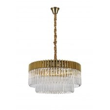 Large diameter double tier chandelier Crystal and Brass