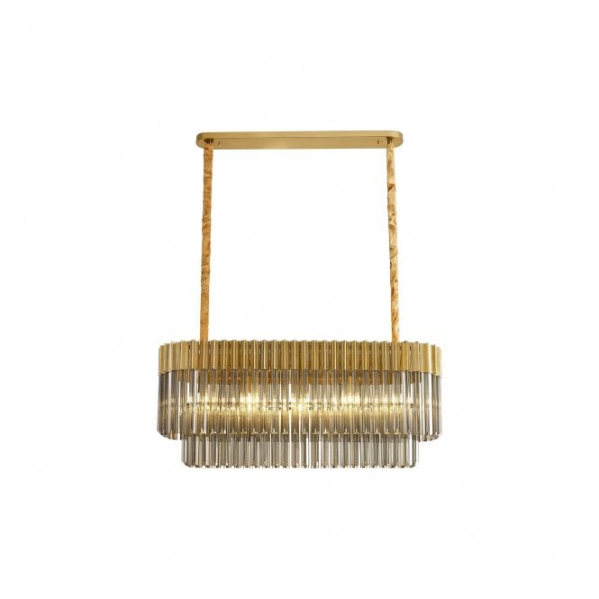 ECHELONS Pendant Rectangle 5 Light | Brass Smoke Glass | Handcrafted