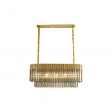 ECHELONS Pendant Rectangle 5 Light | Brass Smoke Glass | Handcrafted