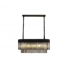 ECHELONS Pendant Rectangle 5 Light | Matt Black and Smoke Sculpted Glass | Handcrafted