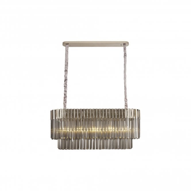 ECHELONS Pendant Rectangle 5 Light | Polished Nickel and Smoke Sculpted Glass | Handcrafted