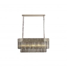 ECHELONS Pendant Rectangle 5 Light | Polished Nickel and Smoke Sculpted Glass | Handcrafted
