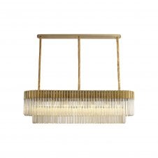 ECHELONS Pendant Rectangle 7 Light | Brass and Cognac Sculpted Glass | Handcrafted