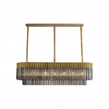 ECHELONS Pendant Rectangle 7 Light | Brass and Smoke Sculpted Glass | Handcrafted