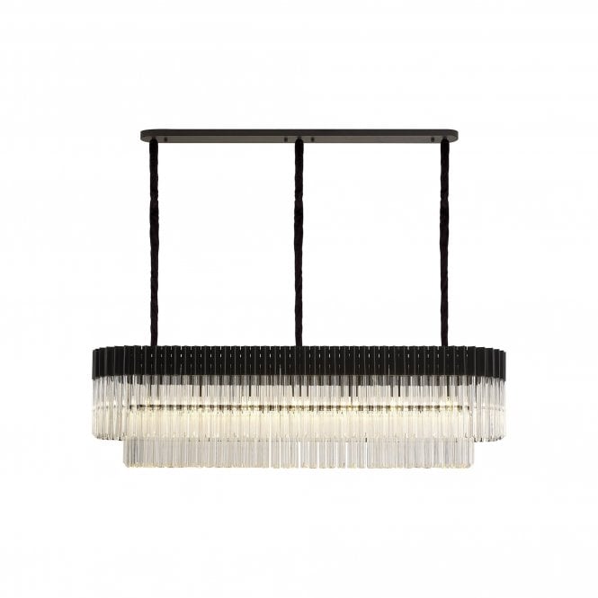 ECHELONS Pendant Rectangle 7 Light | Matt Black Clear Glass | Handcrafted