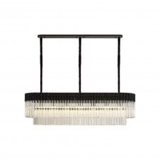 ECHELONS Pendant Rectangle 7 Light | Matt Black Clear Glass | Handcrafted