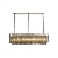 ECHELONS Pendant Rectangle 7 Light | Polished Nickel and Smoke Sculpted Glass | Handcrafted