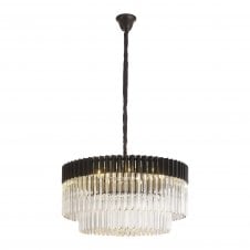 ECHELONS Pendant Round 12 Light | Matt Black Clear Glass | Handcrafted