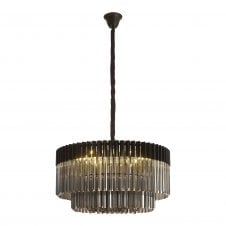 ECHELONS Pendant Round 12 Light | Matt Black Smoke Glass | Handcrafted