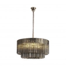 ECHELONS Pendant Round 12 Light | Polished Nickel/Smoke Glass | Handcrafted