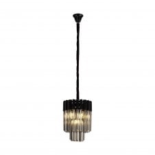 ECHELONS Pendant Round 4 Light E14 | Matt Black and Smoke Sculpted Glass