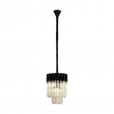 ECHELONS Pendant Round 4 Light | Matt Black and Cognac Sculpted Glass | Handcrafted