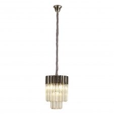 ECHELONS Pendant Round 4 Light | Polished Nickel and Cognac Sculpted Glass | Handcrafted