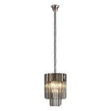 ECHELONS Pendant Round 4 Light | Polished Nickel and Smoke Sculpted Glass | Handcrafted