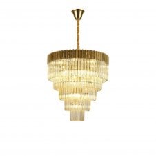 ECHELONS Pendant Round 5 Tier 19 Light | Brass/Cognac Glass | Handcrafted