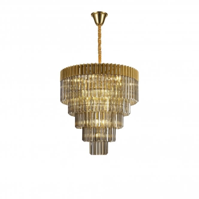ECHELONS Pendant Round 5 Tier 19 Light | Brass/Smoke Glass | Handcrafted