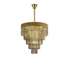 ECHELONS Pendant Round 5 Tier 19 Light | Brass/Smoke Glass | Handcrafted