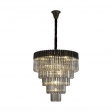ECHELONS Pendant Round 5 Tier 19 Light E14 | Matt Black/Smoke Glass | Weight: 32.6kg | Handcrafted