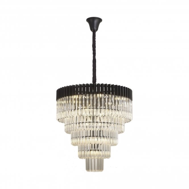 ECHELONS Pendant Round 5 Tier 19 Light | Matt Black/Clear Glass | Handcrafted