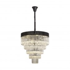 ECHELONS Pendant Round 5 Tier 19 Light | Matt Black/Clear Glass | Handcrafted