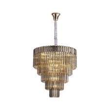 ECHELONS Pendant Round 5 Tier 19 Light | Polished Nickel & Smoke Glass