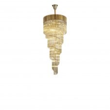 ECHELONS Pendant Round 5 Tier 23 Light | Brass and Cognac Sculpted Glass | Handcrafted