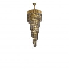 ECHELONS Pendant Round 5 Tier 23 Light | Brass and Smoke Sculpted Glass | Handcrafted