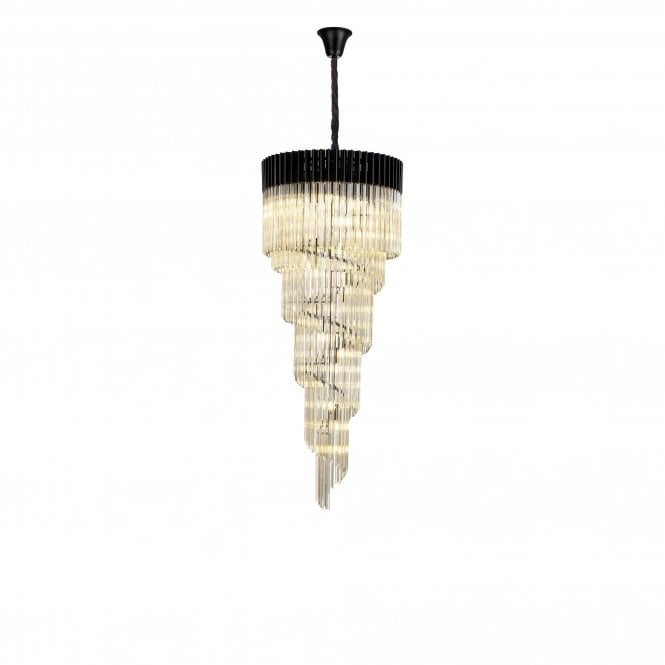 ECHELONS Pendant Round 5 Tier 23 Light | Matt Black and Cognac Sculpted Glass | Handcrafted