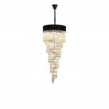 ECHELONS Pendant Round 5 Tier 23 Light | Matt Black and Cognac Sculpted Glass | Handcrafted