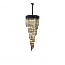 ECHELONS Pendant Round 5 Tier 23 Light | Matt Black and Smoke Sculpted Glass | Handcrafted