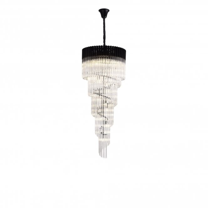 ECHELONS Pendant Round 5 Tier 23 Light | Matt Black/Clear Glass | Handcrafted