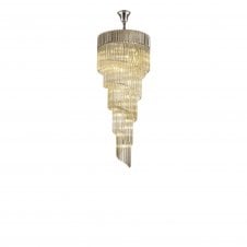 ECHELONS Pendant Round 5 Tier 23 Light | Polished Nickel and Cognac Sculpted Glass | Handcrafted