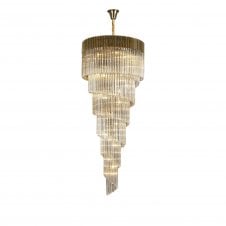 ECHELONS Pendant Round 7 Tier 31 Light | Brass and Cognac Sculpted Glass | Handcrafted
