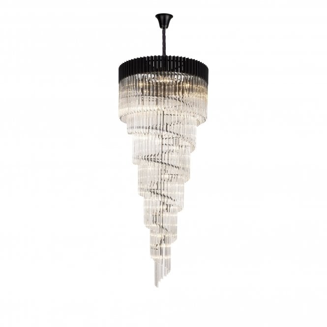 ECHELONS Pendant Round 7 Tier 31 Light | Matt Black/Clear Glass | Handcrafted