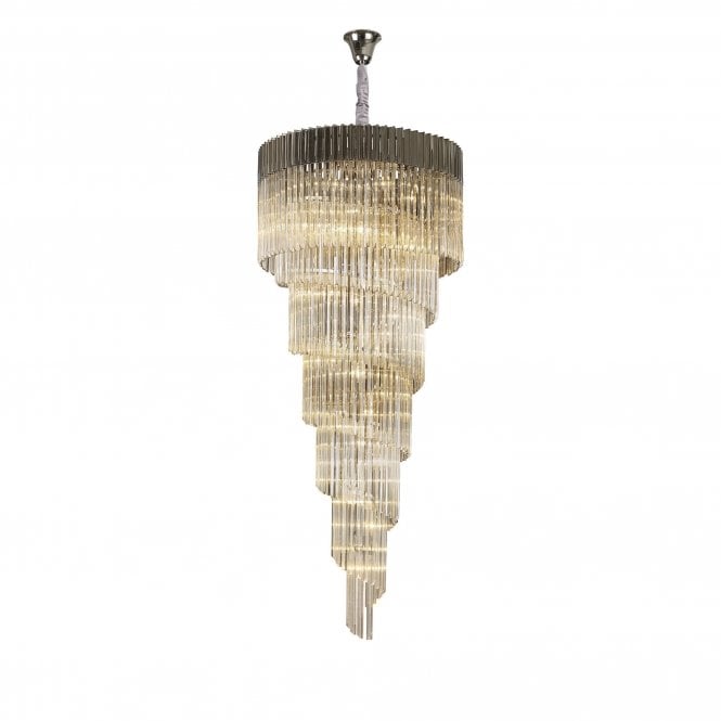 ECHELONS Pendant Round 7 Tier 31 Light | Polished Nickel and Cognac Sculpted Glass | Handcrafted