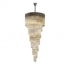 ECHELONS Pendant Round 7 Tier 31 Light | Polished Nickel and Cognac Sculpted Glass | Handcrafted