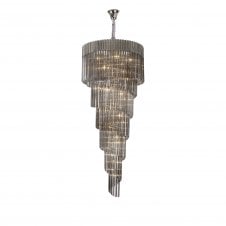 ECHELONS Pendant Round 7 Tier 31 Light | Polished Nickel and Smoke Sculpted Glass | Handcrafted