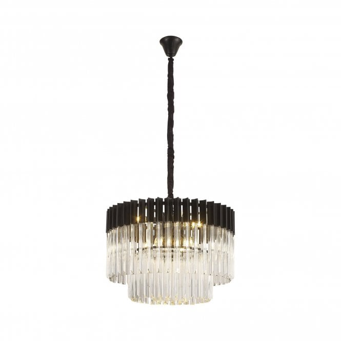 ECHELONS Pendant Round 8 Light | Matt Black Clear Glass | Handcrafted